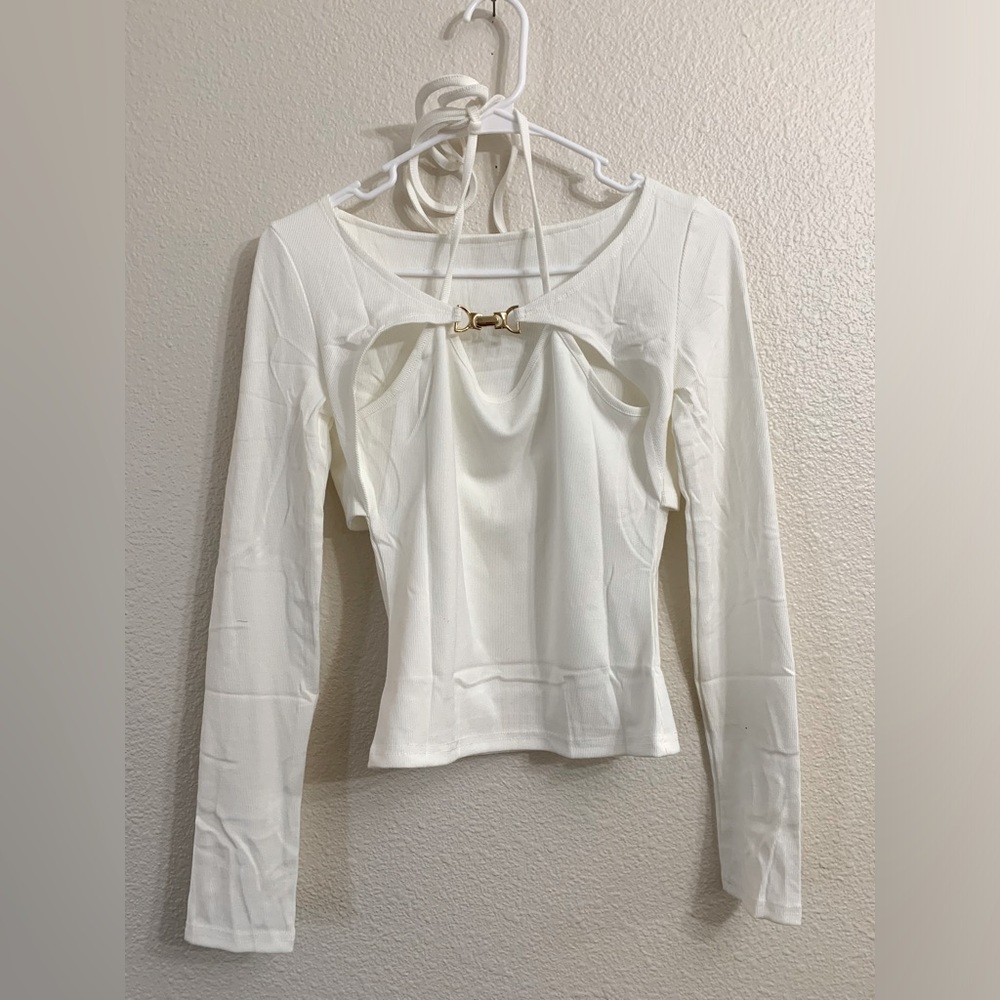 NWOT Ribbed Halter Neck Tie Top